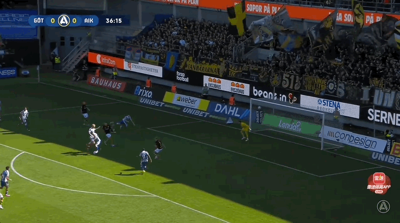 瑞典超半场:亨茨破门,哥德堡1-0索尔纳